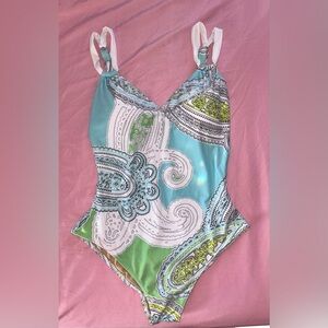Silver by Gottex One-Piece Swimsuit Paisley Print | Size 16, EU 46